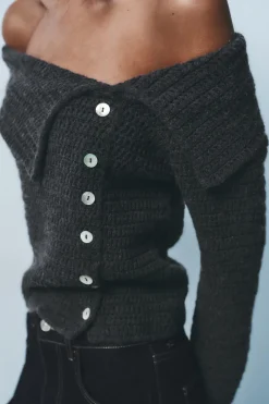 Hot TOP PUNTO BOTONES LATERALES Mujer Cárdigan / Jerséis|Punto