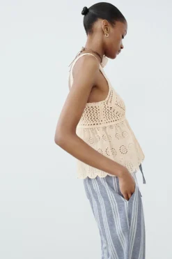 New TOP PUNTO COMBINADO BORDADOS PEFORADOS Mujer Cárdigan / Jerséis|Punto