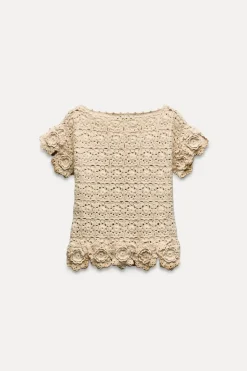 Discount TOP PUNTO CROCHET FLORES Mujer Cárdigan / Jerséis|Punto
