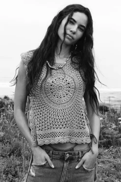 New TOP PUNTO CROCHET LAZOS Mujer Cárdigan / Jerséis|Punto