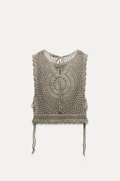 New TOP PUNTO CROCHET LAZOS Mujer Cárdigan / Jerséis|Punto