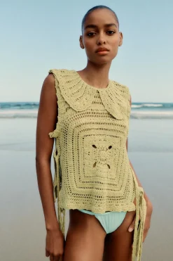 New TOP PUNTO CROCHET LAZOS LATERALES Mujer Cárdigan / Jerséis|Punto