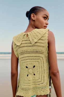 New TOP PUNTO CROCHET LAZOS LATERALES Mujer Cárdigan / Jerséis|Punto