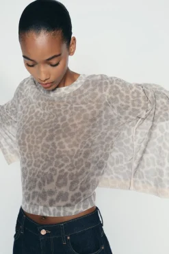 Clearance TOP PUNTO FINO ESTAMPADO ANIMAL Mujer Cárdigan / Jerséis|Punto