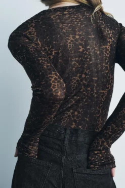 Online TOP PUNTO FINO JACQUARD ANIMAL Mujer Cárdigan / Jerséis|Punto