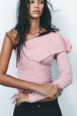 Fashion TOP PUNTO FLORES Mujer Cárdigan / Jerséis|Punto