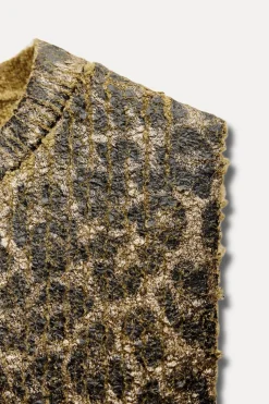 Fashion TOP PUNTO FOIL ESTAMPADO ANIMAL Mujer Cárdigan / Jerséis|Punto