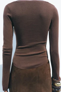 Discount TOP PUNTO FRUNCES Mujer Cárdigan / Jerséis|Punto