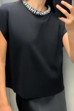 Best TOP PUNTO LISO ABALORIOS JOYA Mujer Cárdigan / Jerséis|Punto