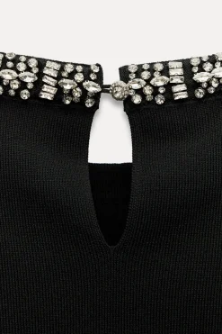 Best TOP PUNTO LISO ABALORIOS JOYA Mujer Cárdigan / Jerséis|Punto