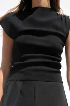 Clearance TOP PUNTO LISO APLIQUE DORADO Mujer Cárdigan / Jerséis|Punto