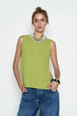 Fashion TOP PUNTO LISO BOTONES ESPALDA Mujer Cárdigan / Jerséis|Punto