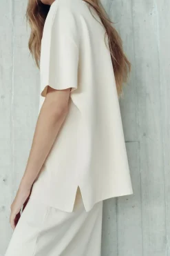 Online TOP PUNTO LISO OVERSIZE Mujer Cárdigan / Jerséis|Punto