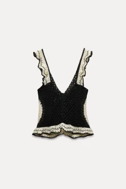 Sale TOP PUNTO POINTELLE VOLANTES Mujer Cárdigan / Jerséis|Punto