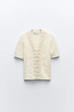 Discount TOP ROMÁNTICO PUNTO POINTELLE Mujer Cárdigan / Jerséis|Punto