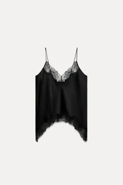 Outlet TOP SATINADO ENCAJE ZW COLLECTION Mujer Tops / Bodies