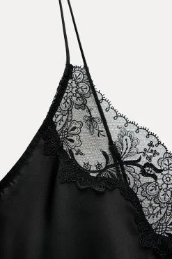 Outlet TOP SATINADO ENCAJE ZW COLLECTION Mujer Tops / Bodies