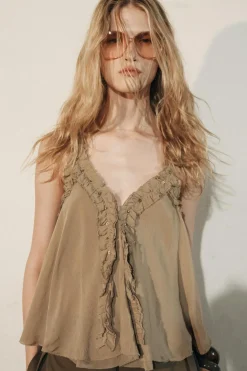 New TOP TIRANTES FRUNCES ZW COLLECTION Mujer Tops / Bodies