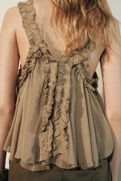 New TOP TIRANTES FRUNCES ZW COLLECTION Mujer Tops / Bodies