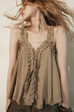 New TOP TIRANTES FRUNCES ZW COLLECTION Mujer Tops / Bodies