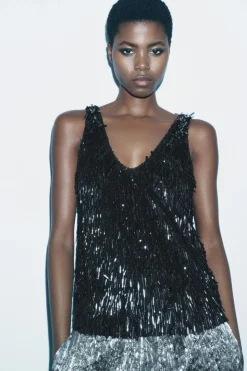 Sale TOP TIRANTES LENTEJUELAS ZW COLLECTION Mujer Tops / Bodies