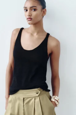 Sale TOP TIRANTES PUNTO LISO CON LINO Mujer Cárdigan / Jerséis|Punto