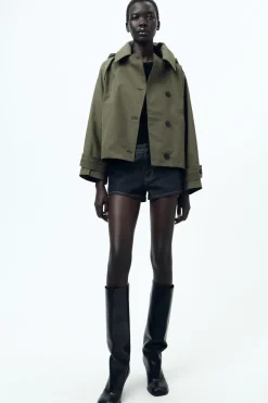 New TRENCH CORTO CAPUCHA ZW COLLECTION Mujer Abrigos / Anoraks|Chaquetas / Cazadoras