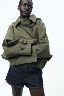 New TRENCH CORTO CAPUCHA ZW COLLECTION Mujer Abrigos / Anoraks|Chaquetas / Cazadoras