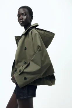 New TRENCH CORTO CAPUCHA ZW COLLECTION Mujer Abrigos / Anoraks|Chaquetas / Cazadoras