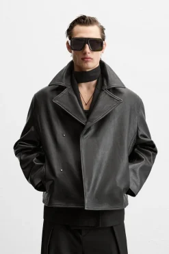 Fashion TRENCH CROPPED FIT PIEL Hombre Piel