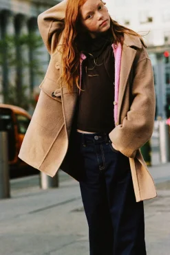 Niños ZARA 6 - 14 Años·Abrigos<TRENKA CON LANA CAPUCHA