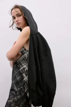 Clearance VESTIDO ASIMÉTRICO CUADROS ENCAJE Mujer Vestidos|Lenceria