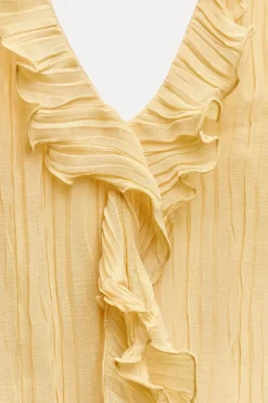 Outlet VESTIDO ASIMÉTRICO PLISADO VOLANTES Mujer Vestidos