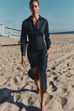 Clearance VESTIDO CAMISERO EFECTO DENIM Mujer Vestidos