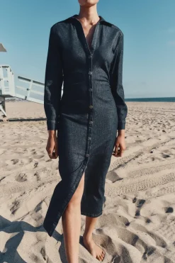 Clearance VESTIDO CAMISERO EFECTO DENIM Mujer Vestidos