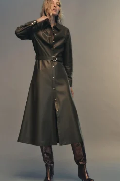 Best VESTIDO CAMISERO EFECTO PIEL Mujer Vestidos