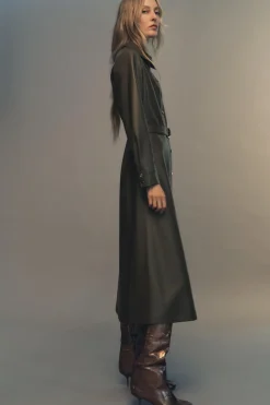 Best VESTIDO CAMISERO EFECTO PIEL Mujer Vestidos