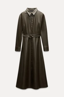 Best VESTIDO CAMISERO EFECTO PIEL Mujer Vestidos