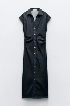 Clearance VESTIDO CAMISERO ENTALLADO MIDI Mujer Vestidos