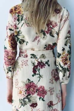 New VESTIDO CAMISERO LINO 100% ZW COLLECTION Mujer Vestidos