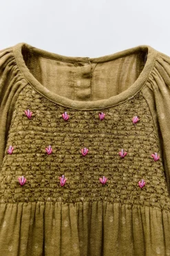 Niños ZARA 1½ - 6 Años·Vestidos / Petos|6 - 18 Meses·Vestidos / Monos<VESTIDO CANESÚ BORDADO ESTAMPADO