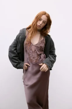 Discount VESTIDO COMBINADO BORDADOS ABALORIOS Mujer Vestidos|Lenceria