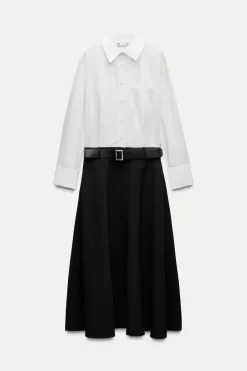 Clearance VESTIDO COMBINADO CINTURÓN ZW COLLECTION Mujer Vestidos