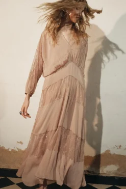 Sale VESTIDO COMBINADO ENCAJE ZW COLLECTION Mujer Vestidos