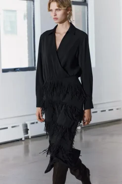 Online VESTIDO COMBINADO FLECOS ZW COLLECTION Mujer Vestidos