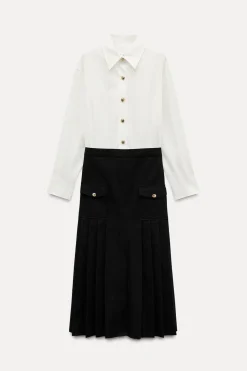 New VESTIDO COMBINADO ZW COLLECTION Mujer Vestidos