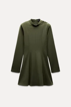 Sale VESTIDO CORTO BOTONES DORADOS HOMBRO Mujer Vestidos