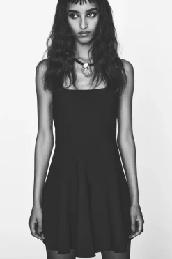 New VESTIDO CORTO ESCOTE CUADRADO ZW COLLECTION Mujer Vestidos