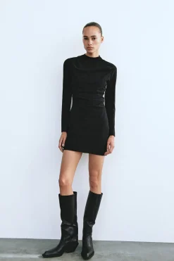 New VESTIDO CORTO PLIEGUES Mujer Vestidos