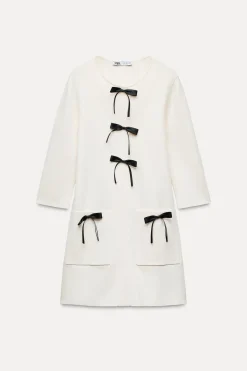 Clearance VESTIDO CORTO PUNTO LAZOS Mujer Vestidos|Cárdigan / Jerséis